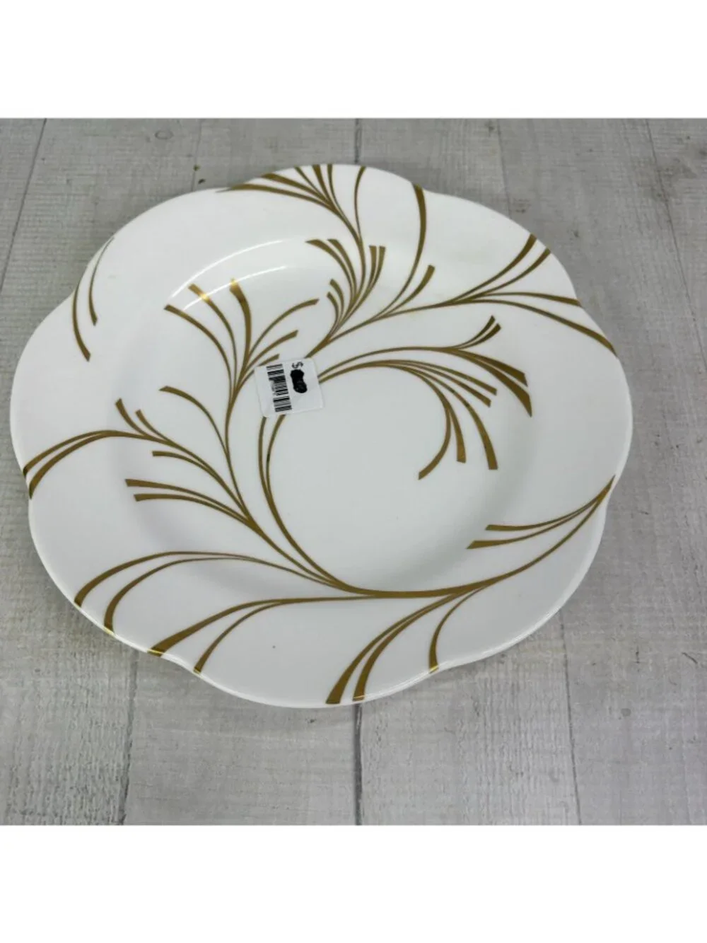 Spode COMLIMENT WHISPER England Gold Swirled Bone China Lunch Plates Set 4 NEW